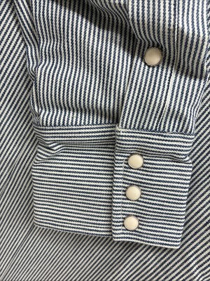 New Men’s Wrangler Blue White Stripe Long Sleeve Button Up 17.5 X 35 XL T-70