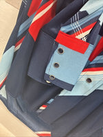 New Men’s Panhandle Slim Blue Red Design Long Sleeve Pearl Snap 15.5 Medium V-73