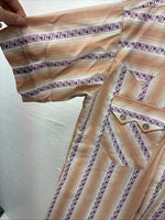 New Men’s Dee-Cee Pink People Stripe Short Sleeve Pearl Snap 14.5 Small K-85
