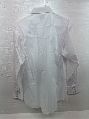 New Men’s ELY Cattleman White Long Sleeve Pearl Snap 16.5 Large X-49