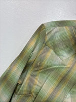 New Women’s Champion Western Green Plaid Long Sleeve Pearl Snap Size 10 KK-71