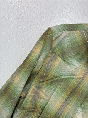 New Women’s Champion Western Green Plaid Long Sleeve Pearl Snap Size 10 KK-71