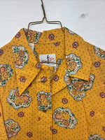 New Women’s Tem Tex Orange Floral Long Sleeve Pearl Snap Size 38 KK-2