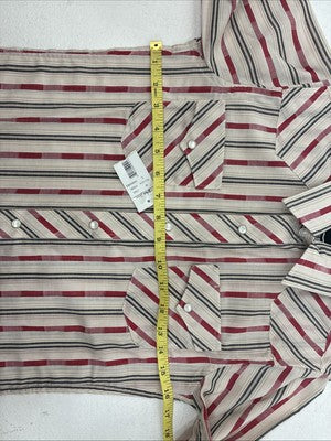 New Kids White Horse Red Stripe Long Sleeve Pearl Snap Large DD-63