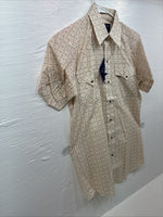 New Men’s Panhandle Slim Tan Designed Short Sleeve Pearl Snap 15 Medium T-40