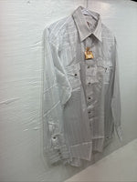 New Men’s H Bar C White Stripe Long Sleeve Pearl Snap 16.5 Large X-58