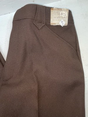 New Vintage Brown H Bar C Polyester Pants #477 3A-38