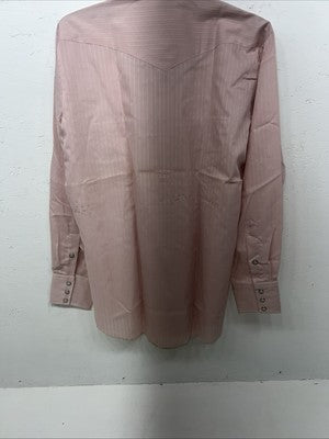 New Men’s Pink HBarC Ranchwear Pearl Snap Long Sleeve Shirt. 16x34 Large P-25