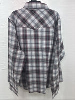 New Women’s Cumberland Purple Plaid Long Sleeve Pearl Snap 2X V-67