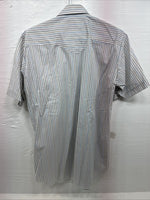 New Men’s H Bar C White Stripe Short Sleeve Pearl Snap 16 Large V-26