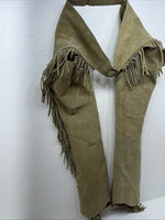 NOS Tan Show Chaps With Fringe Adjustable Waist 42” L-39