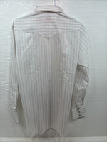 New Men’s H Bar C White Stripe Long Sleeve Pearl Snap 16 X 34 Large Q-61