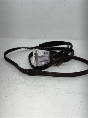 New JT INTERNATIONAL Brown Genuine Leather Braided English Reins #21-9422-7 Y-25