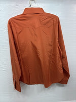 New Men’s White Horse Orange Plaid Long Sleeve Pearl Snap Large Q-41