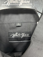 New Men’s White Horse Black Card Design Long Sleeve Pearl Snap Large CC-29