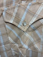New Men’s ELY Cattleman Tan Plaid Short Sleeve Pearl Snap M R-40
