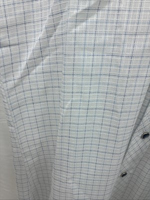 New Men’s H Bar C White Blue Plaid Long Sleeve Pearl Snap Larg M-37