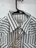 New Men’s H Bar C Black White Stripe Long Sleeve Pearl Snap 16.5 X 34 Large R-28