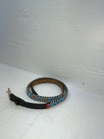 New Black Genuine Leather Beaded 32” Belt JJ-19