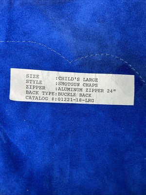 New Blue Children’s Whitman Show Chaps With Fringe Adjustable Waist 36” N-43