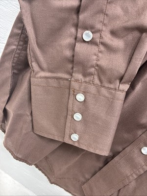 New Men’s Mesquite Brown Long Sleeve Pearl Snap 16 X 35 Large AA-84