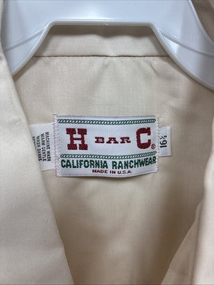 New Men’s H Bar C Tan Short Sleeve Pearl Snap 16.5 Large AA-111