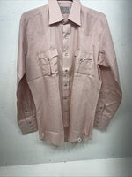 New Men’s Pink HBarC Ranchwear Pearl Snap Long Sleeve Shirt. 16x34 Large P-25
