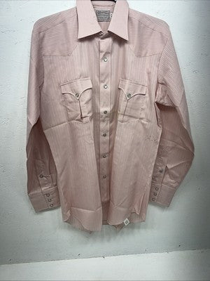 New Men’s Pink HBarC Ranchwear Pearl Snap Long Sleeve Shirt. 16x34 Large P-25