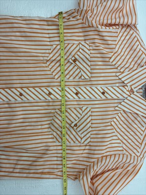 New Men’s Tem Tex Orange Stripe Long Sleeve Pearl Snap 16 X 35 Large AA-32