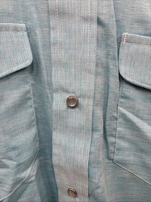 New Men’s Mesquite Blue Long Sleeve Pearl Snap 16 X 35 Large CC-61