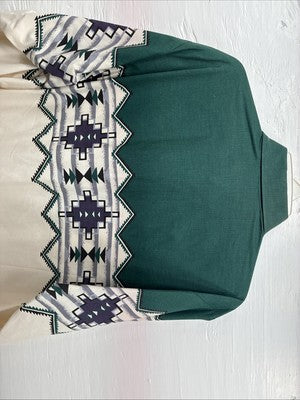 New Men’s Brooks & Dunn Tan Green Western Long Sleeve Button Up 17.5 XL T-8