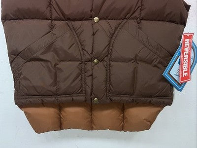 New Men’s Brown Comfy Reversible Puffer Vest Medium #5632 S-605
