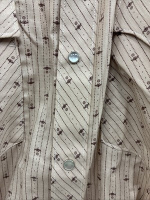 New Men’s Dickson Jenkins Brown Designed Long Sleeve Pearl Snap 16 Large AA-34