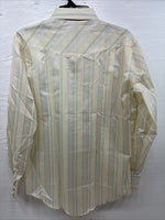 New Men’s H Bar C Yellow Stripe Long Sleeve Pearl Snap 16 Large Q-68