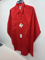 New Men’s ELY Cattleman Western Red Long Sleeve Pearl Snap 16 Large V-44