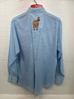 New Men’s ELY Wildlife Blue Horse Design Long Sleeve Pearl Snap Large CC-25