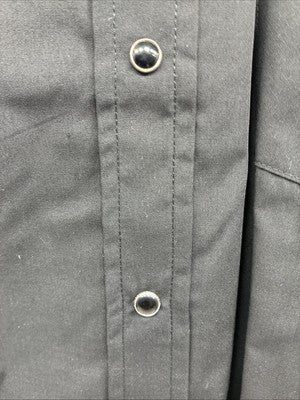 New Men’s ELY Cattleman Black Western Short Sleeve Pearl Snap 16 Large T-53