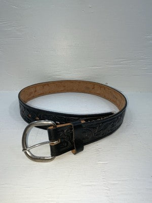 New Black Genuine Leather Tooled 28” Belt #WR602 Z-150