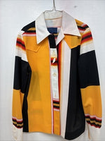 New Women’s Panhandle Slim Yellow Black Design Long Sleeve Button Up 12 TT-131
