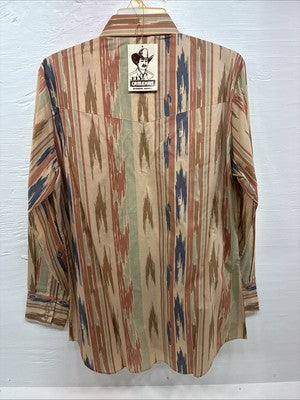 New Men’s ELY Cattleman Camo Design Long Sleeve Pearl Snap 16 Large Q-97