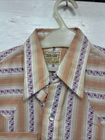New Men’s Dee-Cee Pink People Stripe Short Sleeve Pearl Snap 14.5 Small K-85