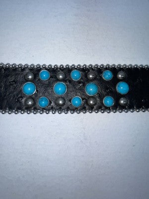 New Black Genuine Leather Blazin Roxx Blue Bling Cross XL Belt #N3520401 Z-78