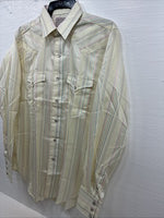 New Men’s H Bar C Yellow Stripe Long Sleeve Pearl Snap 16 Large Q-68