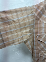 New Men’s ELY Cattleman Tan Plaid Short Sleeve Pearl Snap M R-40