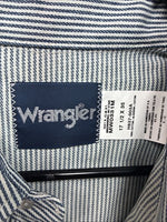 New Men’s Wrangler Blue White Stripe Long Sleeve Button Up 17.5 X 35 XL T-70