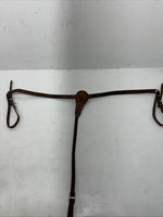 Used Leather Circle Y Breast Collar With Silver Metal Plate. S-47