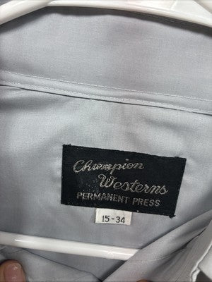  New Men’s Champion Western Gray Embroidered Long Sleeve Pearl Snap Medium M-57