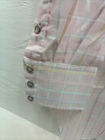 New Men’s H Bar C Pink Plaid Long Sleeve Pearl Snap 16.5 X 34 Large X-50
