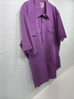 New Men’s ELY Cattleman Purple Simple Short Sleeve Pearl Snap 17 XL M-76
