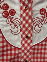 New Women’s Miss Rodeo Red Checker Long Sleeve Pearl Snap Small KK-27
